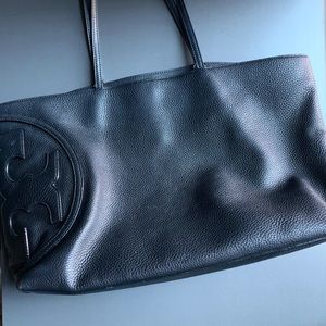 Tory Burch Black Leather All T East West Tote Bag
